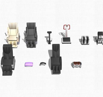 现代按摩椅组合草图大师模型，按摩椅组合sketchup模型下载