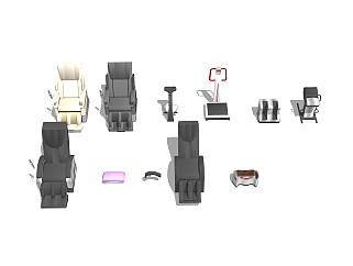 现代按摩椅组合草图大师模型，按摩椅组合sketchup模型下载