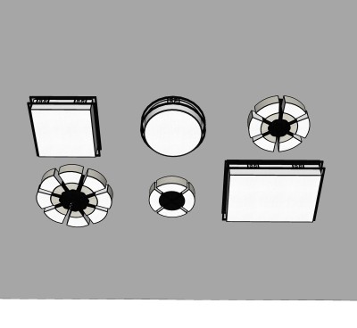 新中式吸顶灯组合草图大师模型，吸顶灯sketchup模型下载