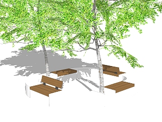 现代树池公用椅草图大师模型，<em>户外椅</em>sketchup模型下载