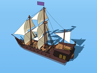 <em>中式</em>帆船草图大师模型，帆船sketchup模型