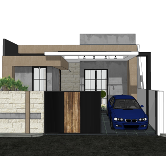 现代风格别墅草图大师模型下载，别墅SKP模型下载