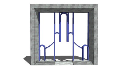 现代铁门入口大门su模型下载、入口大门草图大师模型下载