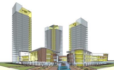 现代高层办公楼草图大师模型，高层办公楼sketchup模型免费下载