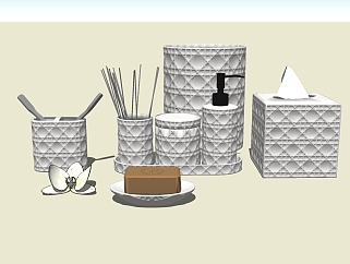 现代纸巾肥皂组合免费su模型，纸巾肥皂sketchup模型下载