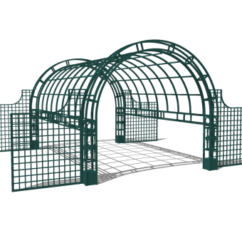 欧式铁艺廊架草图大师模型，铁艺廊架sketchup模型下载