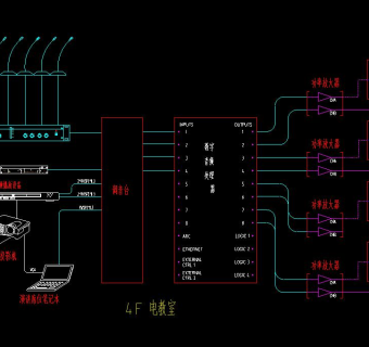 法院多媒体会议庭审系统CAD弱电图CAD图纸I