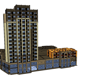 欧式公寓草图大师模型，公寓su模型下载