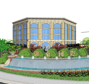 现代售楼处建筑方案草图大师模型，售楼部建筑sketchup模型免费下载