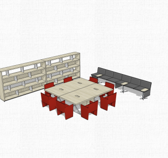 现代实木会议桌草图大师模型，会议桌skp模型下载