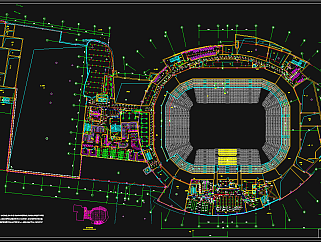 内蒙古体育馆智能照明系统全套图纸，电气照明CAD图纸下载