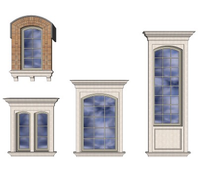 欧式窗草图大师模型,欧式窗SU模型下载