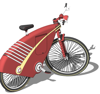 未来简约自行车 SU模型，自行车草图大师模型下载