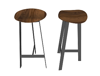 现代钢木吧椅sketchup模型，<em>固定</em>吧椅草图大师模型下载