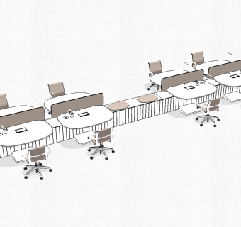 现代办公桌草图大师模型，办工桌sketchup模型下载