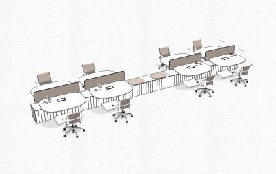 现代办公桌草图大师模型，办工桌sketchup模型下载