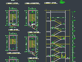 整套普通楼梯CAD素材，楼梯CAD施工图纸下载