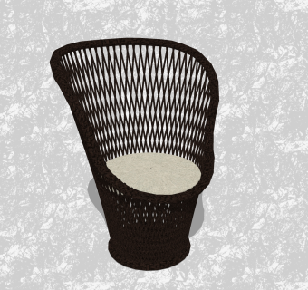 现代黑色创意小座椅su模型，休闲椅草图大师模型下载