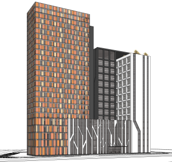 现代高层办公楼草图大师模型，高层办公楼sketchup模型免费下载