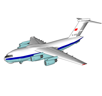 现代苏联伊尔76运输机草图大师模型，运输机su模型下载