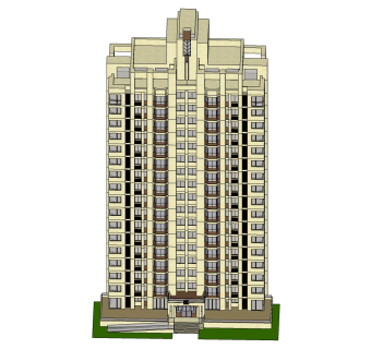 欧式高层住宅楼草图大师模型，住宅楼su模型下载