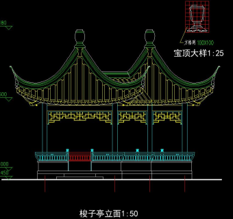 梭子亭CAD施工图，梭子亭CAD图纸下载