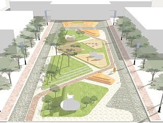 现代公园景观草图大师模型，公园sketchup模型免费下载