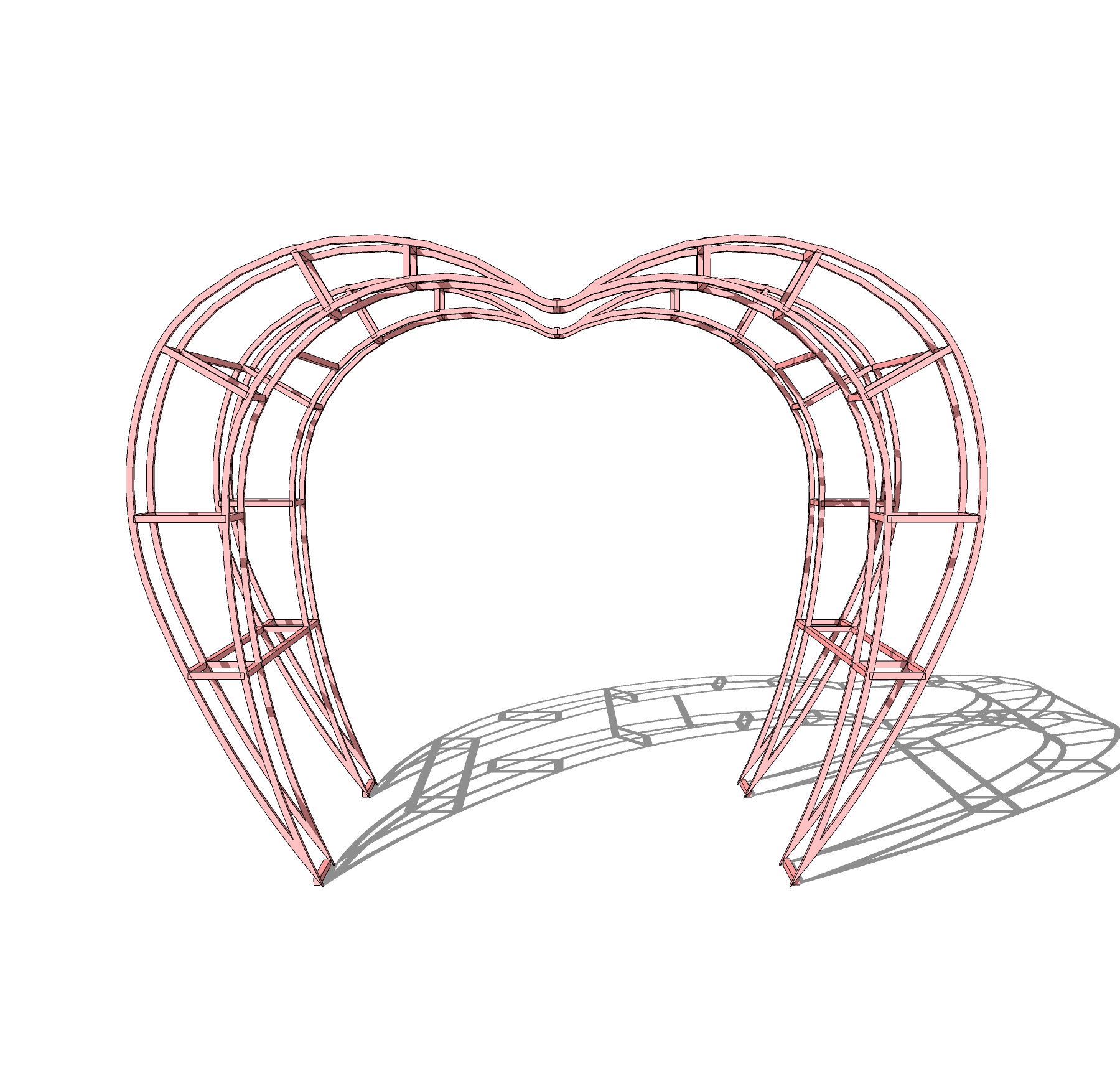 现代婚礼心形拱门草图大师模型,婚礼su模型下载