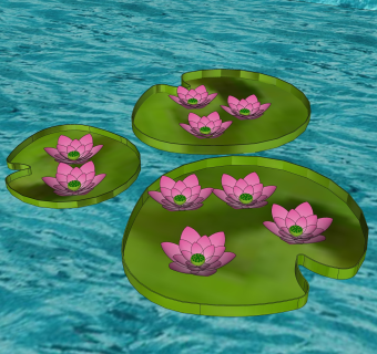 王莲绿植sketchup模型，现代花卉植物skp文件下载