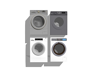 现代洗衣机组合草图大师模型，洗衣机skp文件下载