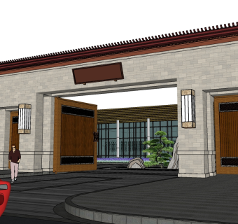 现代售楼处skb模型分享，售楼中心SU模型下载