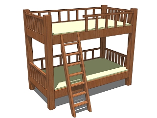 现代上下床<em>儿童床</em>草图大师模型，<em>儿童床</em>SU模型下载