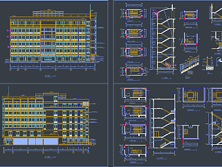 多层办公楼建筑全套施工图，建筑CAD施工图纸下载