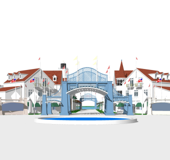 现代商业广场草图大师模型，商业广场sketchup模型免费下载