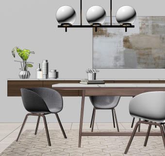 现代餐桌sketchup模型下载