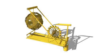 现代水车景观草图大师模型， 水车sketchup模型下载