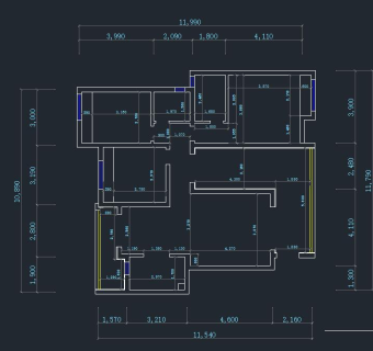 祥细客厅卧室家装户型图三居CAD，免费下载