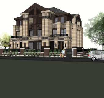 欧式联排别墅su模型，别墅sketchup模型下载