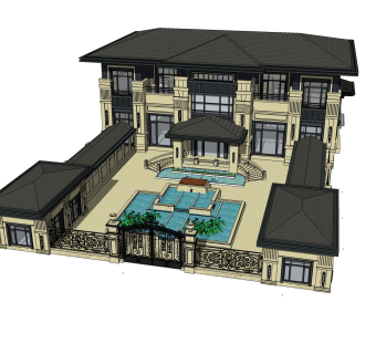 欧式别墅su模型，别墅sketchup模型下载