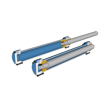 现代液压缸草图大师模型，液压缸sketchup模型下载