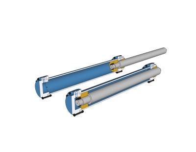 现代液压缸草图大师模型，液压缸sketchup模型下载