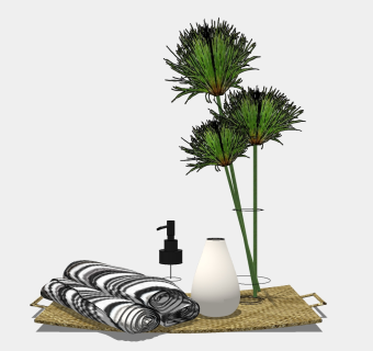  现代工业风花瓶摆件草图大师模型，花瓶摆件sketchup模型下载