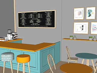 咖啡店 <em>奶茶店</em>，柜台 su草图大师免费模型下载。
