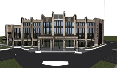 欧式商务建筑会所，sketchup建筑模型免费下载