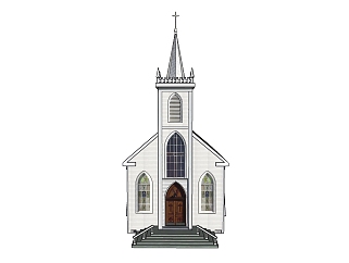 <em>现代教堂</em>SU模型，教堂SKP模型下载