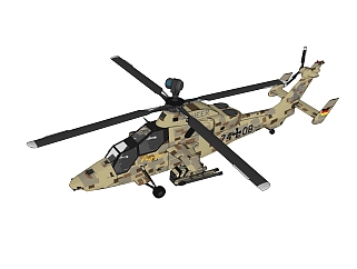德法Tiger虎式<em>武装直升机</em>草图大师模型，直升机SU模型...