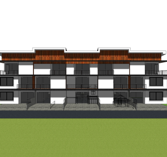 现代联排别墅su模型，别墅草图大师模型下载