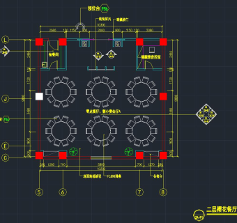 现代樱花餐厅设计施工图纸，餐厅CAD施工图纸下载