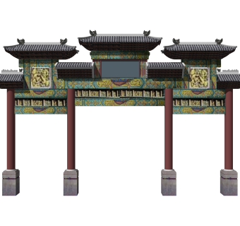 中式牌坊大门草图大师模型，牌坊大门sketchup模型下载