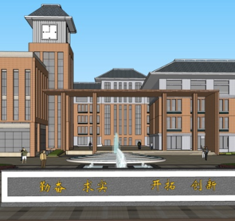 精品中式学校su模型集下载